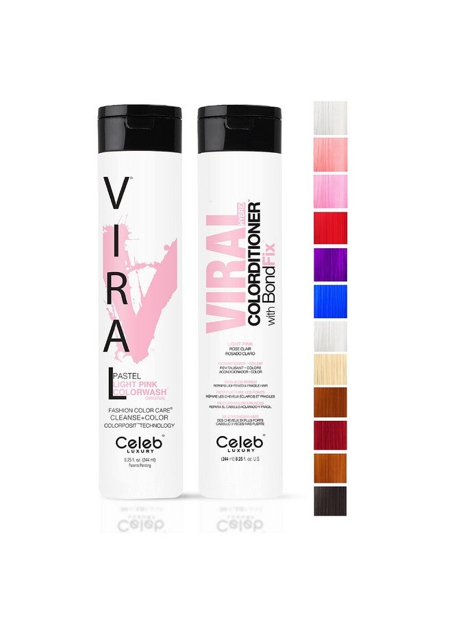 Viral Duo Color Depositing Colorwash Shampoo & Conditioner Set + Bondfix Bond Rebuilder Semi Permanent Hair Color Vegan Hair Dye Light Pink