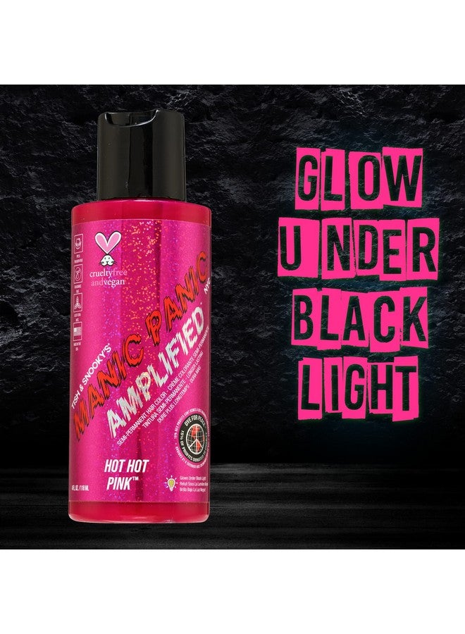 Hot Hot Pink Hair Color Amplified Semi Permanent Hair Dye Medium Pink Glows In Blacklight For Dark & Light Hair Vegan Ppd & Ammonia Free For Coloring Hair On Women & Men