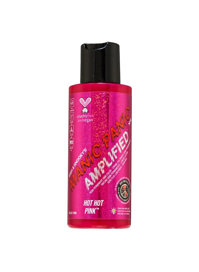 Hot Hot Pink Hair Color Amplified Semi Permanent Hair Dye Medium Pink Glows In Blacklight For Dark & Light Hair Vegan Ppd & Ammonia Free For Coloring Hair On Women & Men