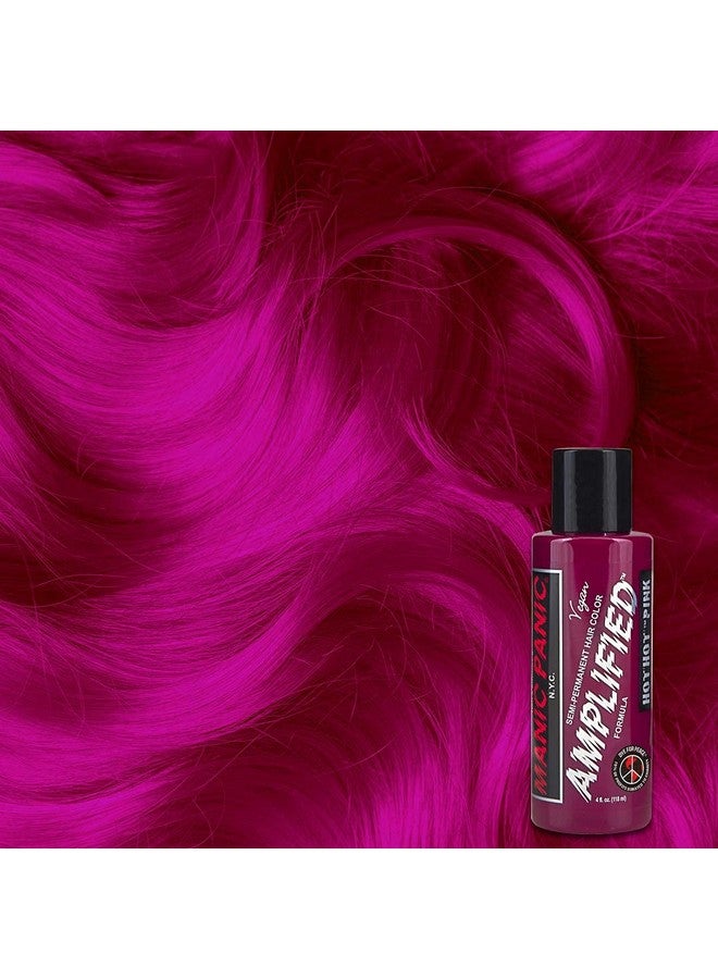 Hot Hot Pink Hair Color Amplified Semi Permanent Hair Dye Medium Pink Glows In Blacklight For Dark & Light Hair Vegan Ppd & Ammonia Free For Coloring Hair On Women & Men