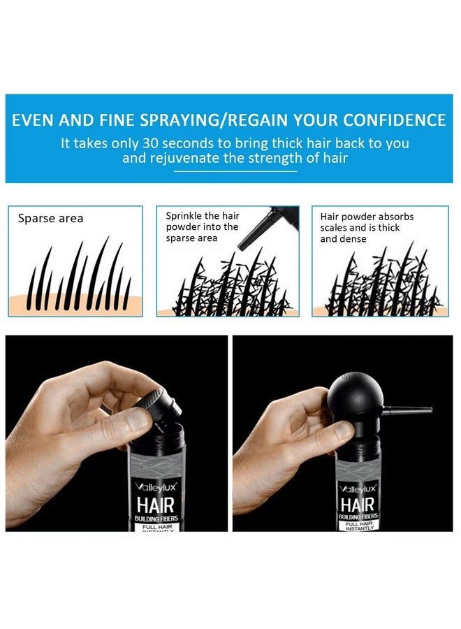 Hair Building Fibers For Thinning Hair With Spray Applicator Pump Nozzle Natural & Undetectable Instantly Thicker Fuller Hair Conceals Hair Loss 30 Sec 4 Shades For Men & Women 27.5G (Black)
