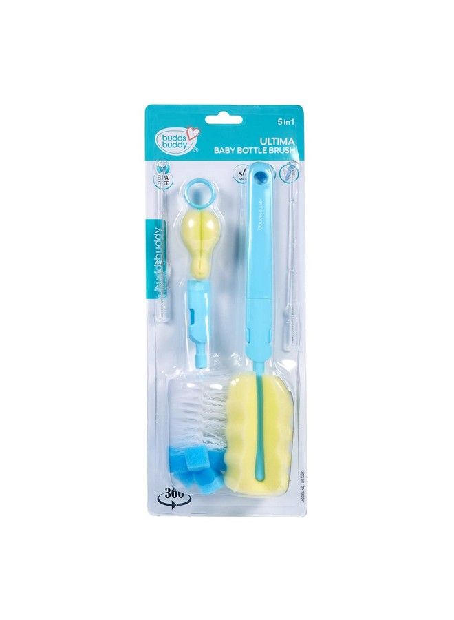 5 In 1 Ultima Baby Feeding Bottle Nipple Straw Brush Cleaner Bb7225 (Blue)