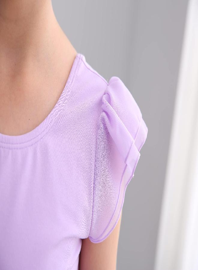 Stelle Girls Ballet Leotards Dance Dress Skirted Toddler Ballet Outfit Ruffle Sleeve (Toddler/Little Girl/Big Girl)(Light Purple(Ruffle Sleeve), 4T)