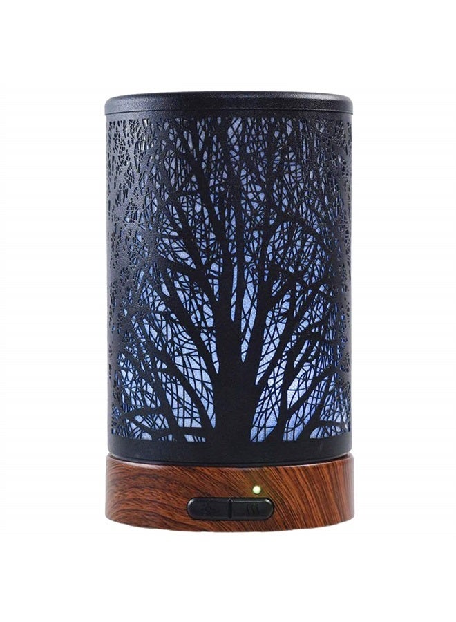 Essential Oil Diffuser 100ml Metal Aromatherapy Oil Diffuser Ultrasonic Cool Mist Diffuser with Waterless Auto Shut-Off Protection,7 Colors Changed LED for Home Office SPA Yoga (Tree)