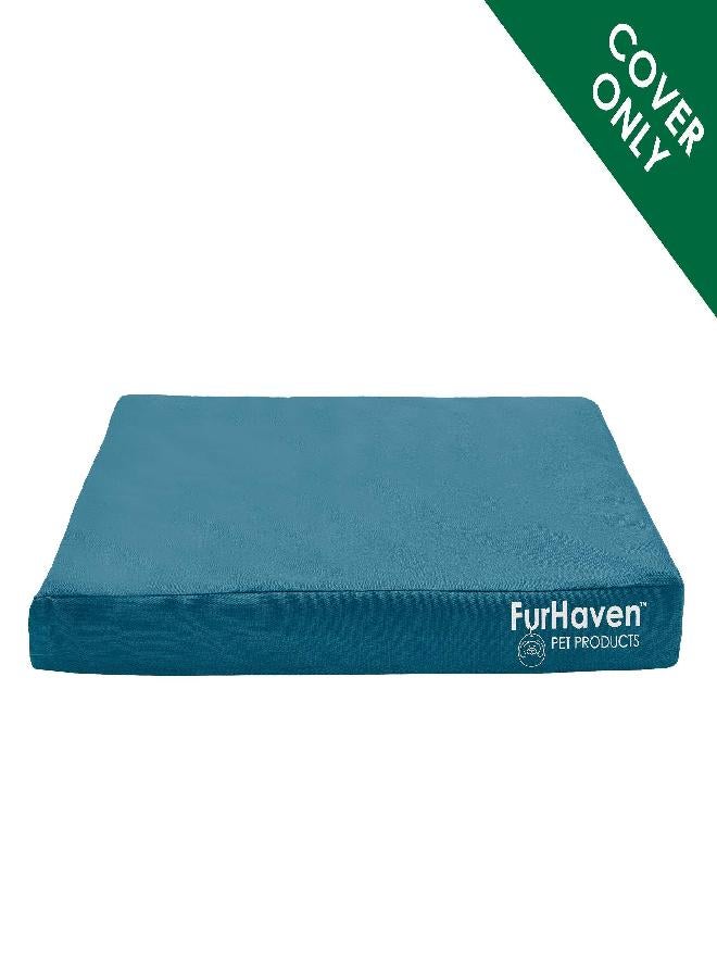 Furhaven Replacement Dog Bed Cover Water-Resistant Indoor/Outdoor Logo Print Oxford Polycanvas Mattress, Washable - Deep Lagoon, Jumbo Plus (XX-Large)