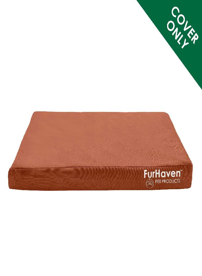 Furhaven Replacement Dog Bed Cover Water-Resistant Indoor/Outdoor Logo Print Oxford Polycanvas Mattress, Washable - Chestnut, Jumbo Plus (XX-Large)