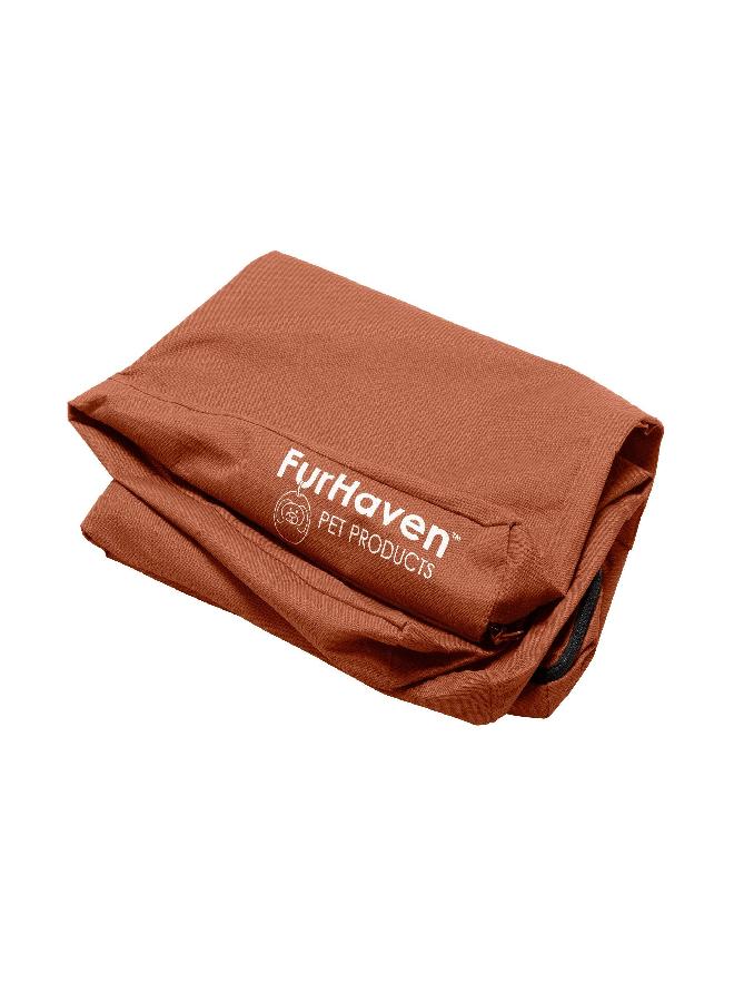 Furhaven Replacement Dog Bed Cover Water-Resistant Indoor/Outdoor Logo Print Oxford Polycanvas Mattress, Washable - Chestnut, Jumbo Plus (XX-Large)