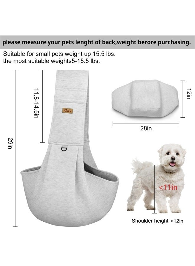 Pet Dog Sling Carrier for Small Dogs Comfortable Adjustable Strap Hands Free Travel Safe Sling Bag Carrier for Dogs Cats Puppy (Light Grey)