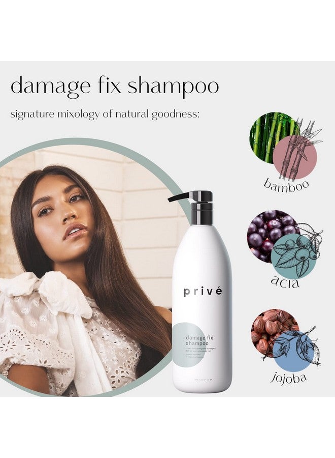 Privé Damage Fix Shampoo Repair And Strengthen Damaged Dull Or Over Processed Hair From Within Natural Ingredients Vegan Crueltyfree Colorsafe Shampoo (33.8Oz)