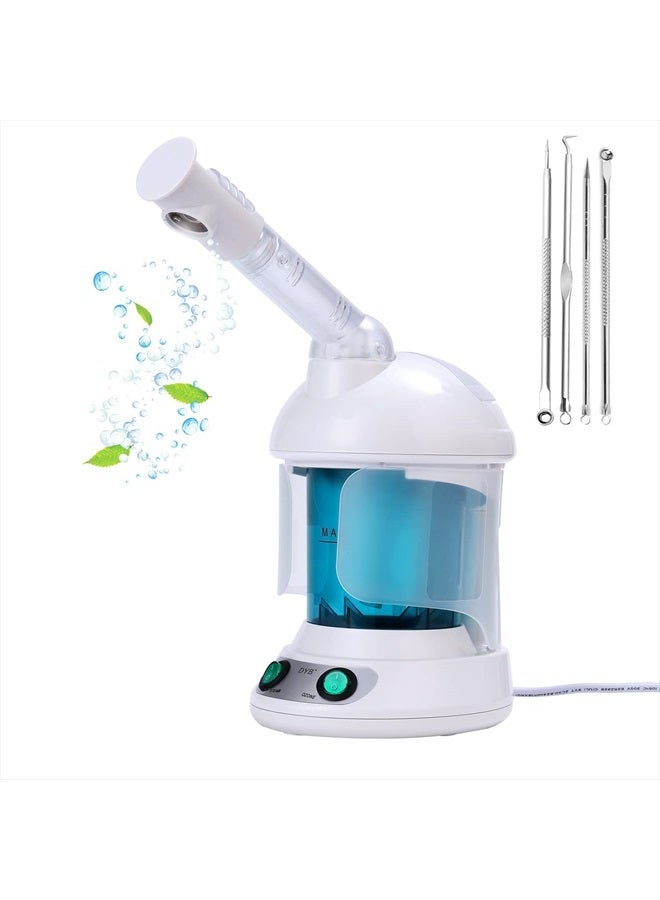 Portable Facial Steamer, Nano Ionic Face Steamer with 360°Rotatable Sprayer,Mini Facial Steamer for Salon and Spa,1 Piece Headband and 4 Pieces Steel Skin Kits.
