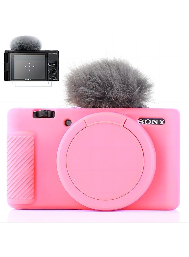Camera Case for Sony ZV-1, Sony ZV1 Camera Case Digital Camera Anti-Scratch Slim Fit Soft Dslr Camera Sleeve with ZV1 Screen Protector (Pink)