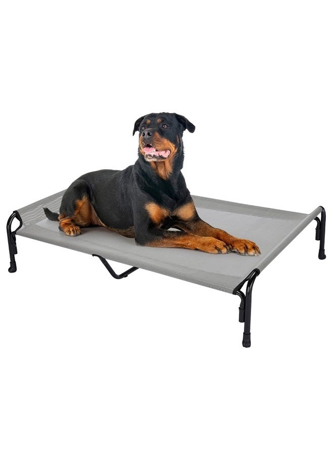 Elevated Dog Bed, Outdoor Raised Dog Cots Bed for Large Dogs, Cooling Camping Elevated Pet Bed with Slope Headrest for Indoor and Outdoor, Washable Breathable, XX-Large, Grey, CWC2204