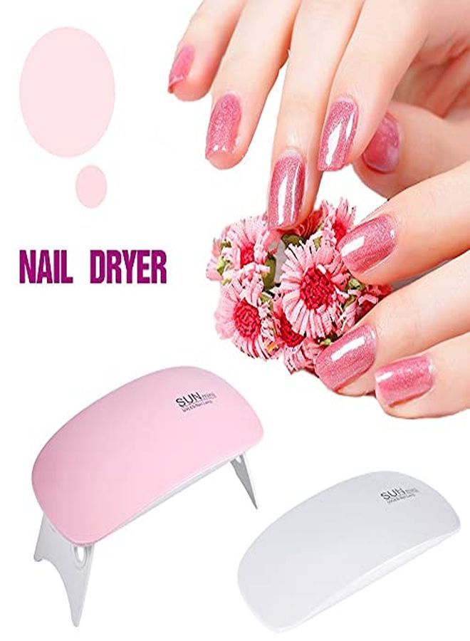 2 Colors Nail Dryer Portable Nail Dryer Mini Compact Gel Nail Dryer Light Curing Led  Gel Nail Polishes Professionally Manicure Pedicure Gel Nail Starter Kit(Pink)