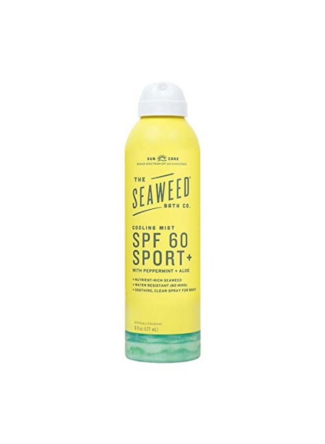 Cooling Mist Spf 60 Sport Broad Spectrum Sunscreen Spray 6 Ounce Nutrientrich Seaweed Peppermint Aloe Avocado Oil Vegan Paraben Free