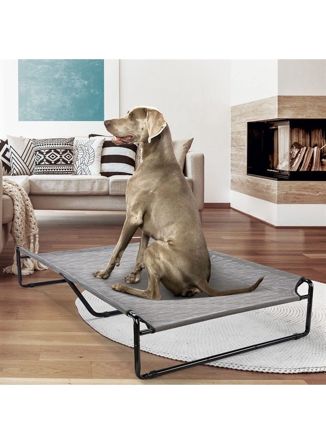 Original Cooling Elevated Dog Bed, Outdoor Raised Dog Cots Bed for Large Dogs, Portable Standing Pet Bed with Washable Breathable Mesh, No-Slip Feet for Indoor Outdoor, XX-Large, Black Silver