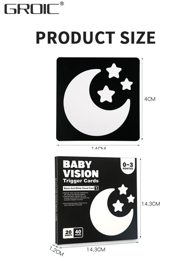 80 PCs 160 Page High Contrast Baby Flashcard, Black White Colorful Visual Stimulation Learning Activity Card for Babies Ages 0-3-6-12-36 Months, 5.7'' x 5.7'' Newborn Infants Toys Gift