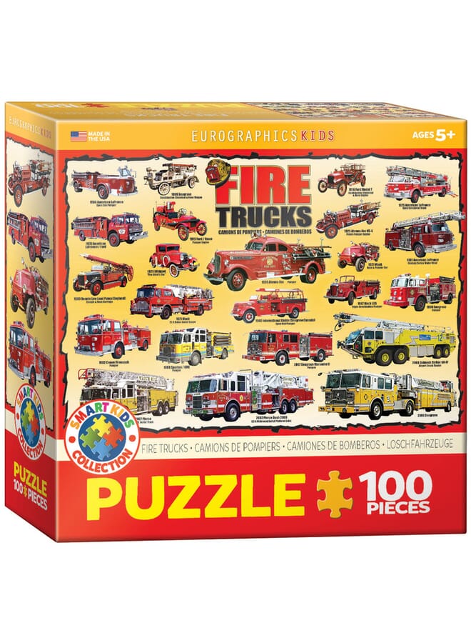 Fire Trucks 100 Pieces Puzzle Multicolor
