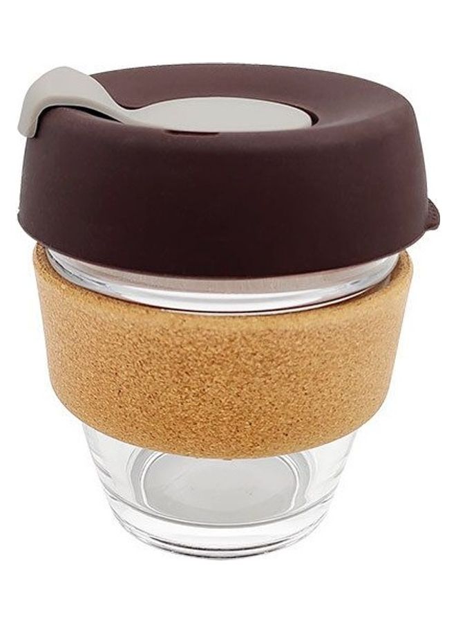 Coffee Cup With Lid Brown/Gold/Clear 10 x 7cm