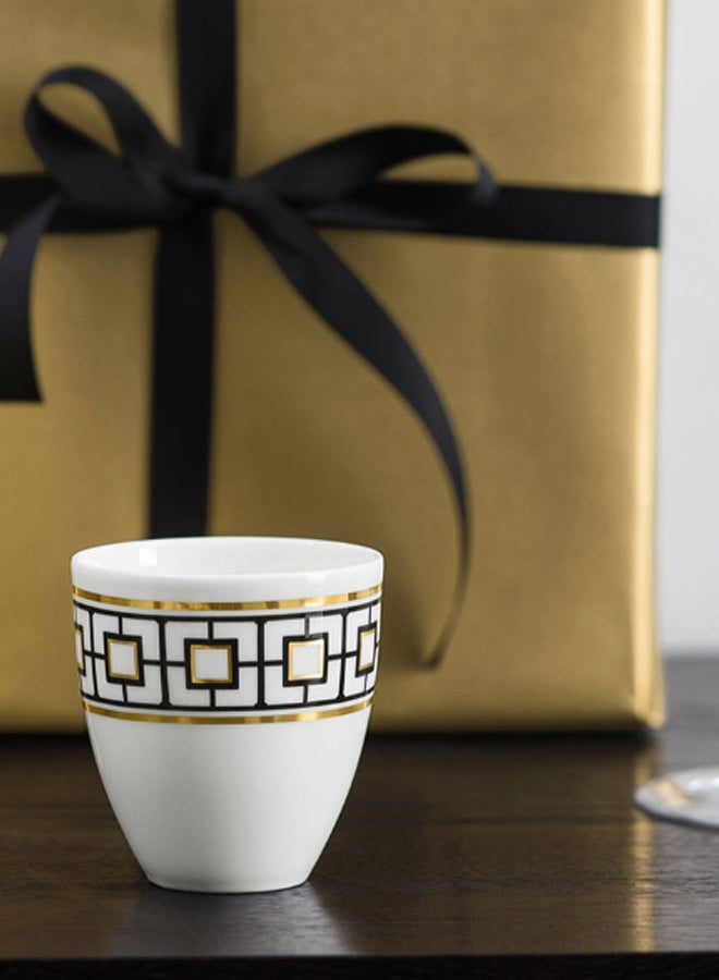 6-Piece Metro Chic Collection Tea Cup Set Black/White/Gold 7 x 6.8cm