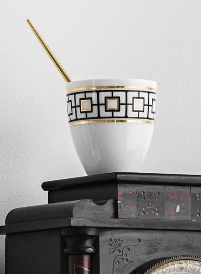6-Piece Metro Chic Collection Tea Cup Set Black/White/Gold 7 x 6.8cm