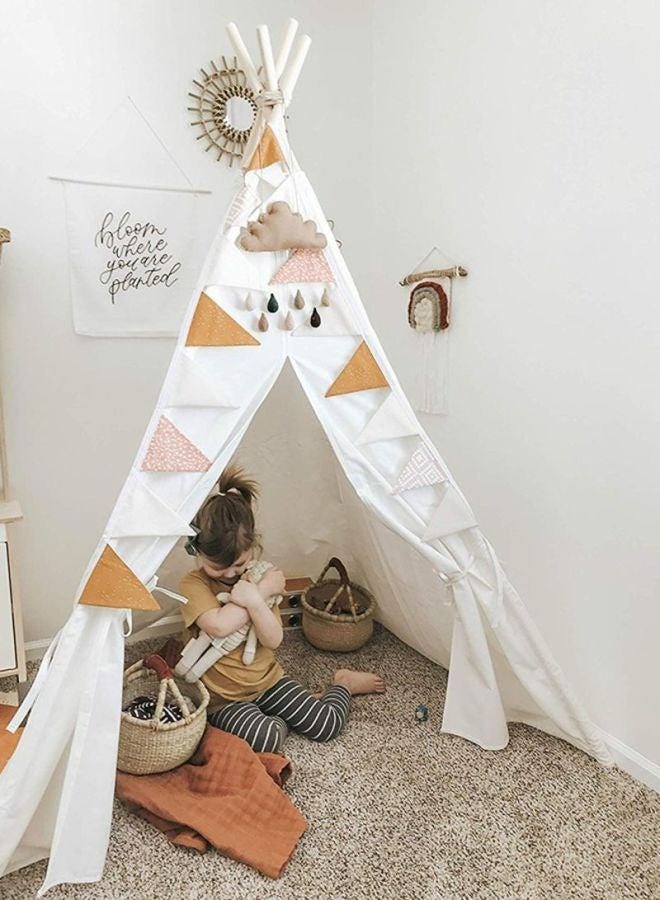 Breathable Foldable Portable Pop Up Unique Design Teepee Play House Tent White,5.3x4.1x35.11cm