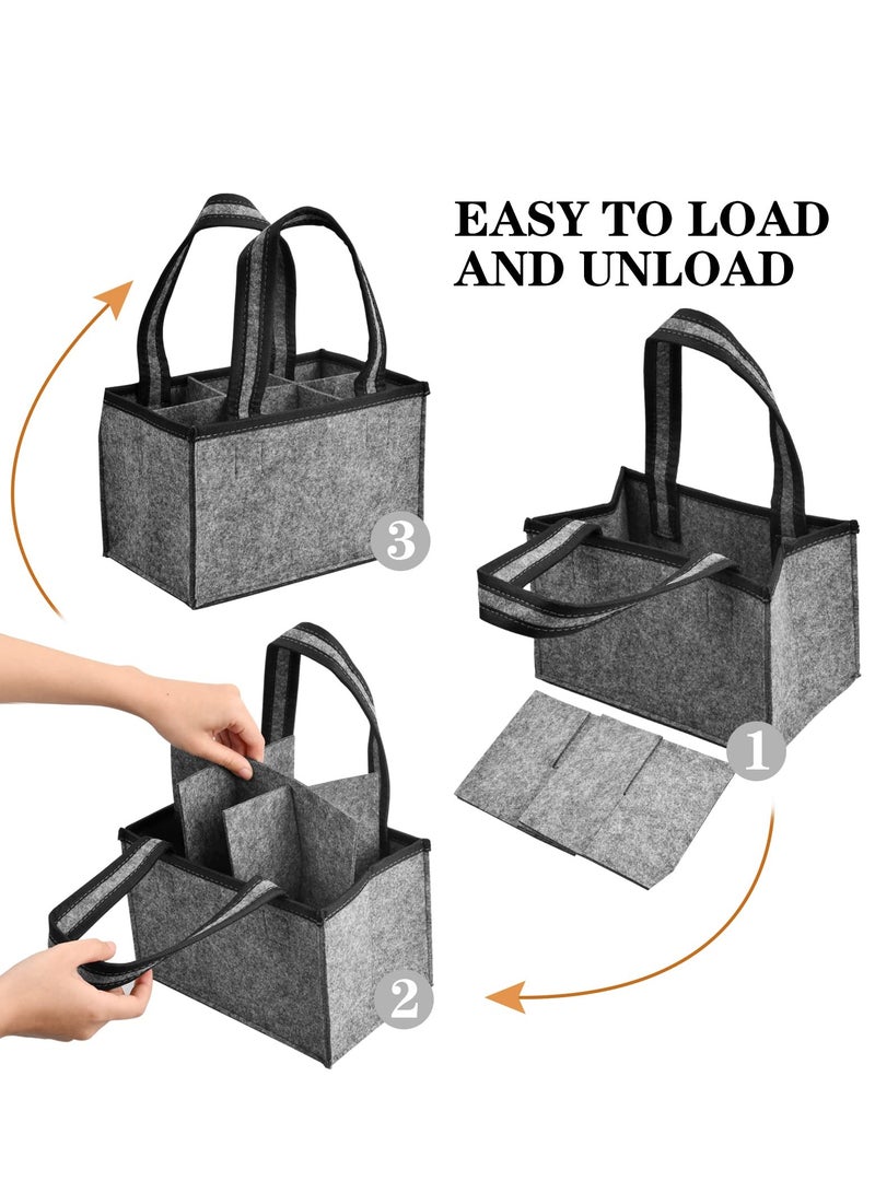 Felt Wine Tote Bag for 6 Bottles Portable Bottle Wine Carrier with Divider Reusable Wine Storage Bag Felt Bags Wine Bottle Holder Bag for Picnic Camping Travel Party 24x15x15cm