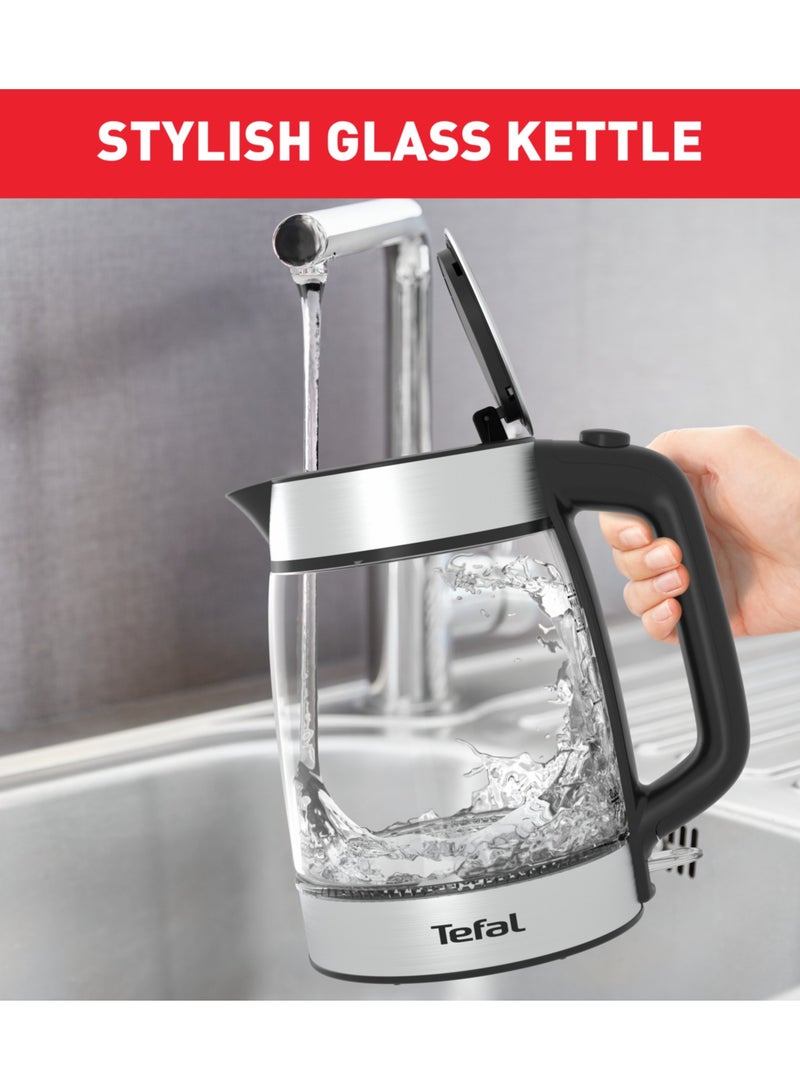 Kettle |  Glass Electric Kettle | Concealed Heating Element | Cordless 360° Design | Removable Anti-Scale Filter | Precision Spout | Easy-Viewing Water Level | Assisted Lid Opening | 2 Years Warranty 1.7 L 2200 W KI700827 Clear