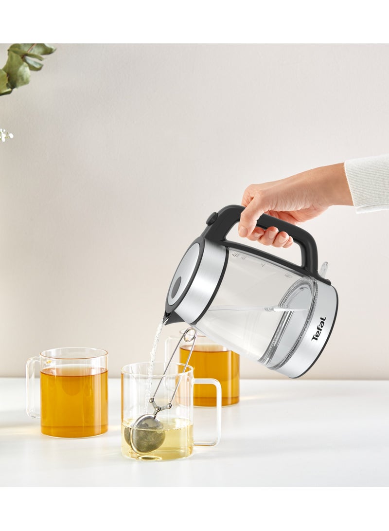 Kettle |  Glass Electric Kettle | Concealed Heating Element | Cordless 360° Design | Removable Anti-Scale Filter | Precision Spout | Easy-Viewing Water Level | Assisted Lid Opening | 2 Years Warranty 1.7 L 2200 W KI700827 Clear