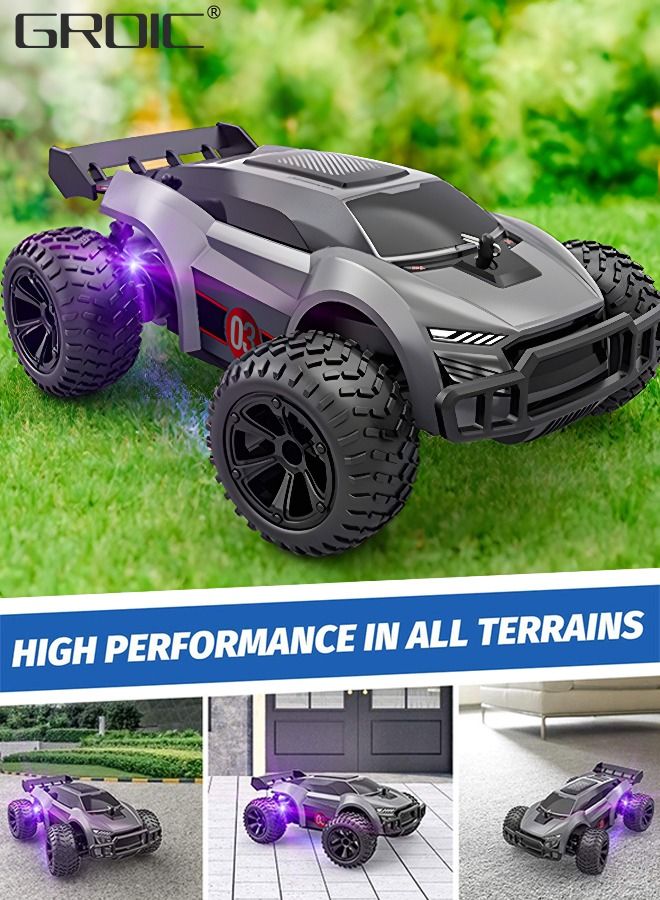 Remote Control Car - 2.4GHz High Speed Rc Car, Off-Road Hobby Rc Racing Car with Colorful Led Lights and Rechargeable Battery,Electric Toy Car Gift for Boys Girls Kids