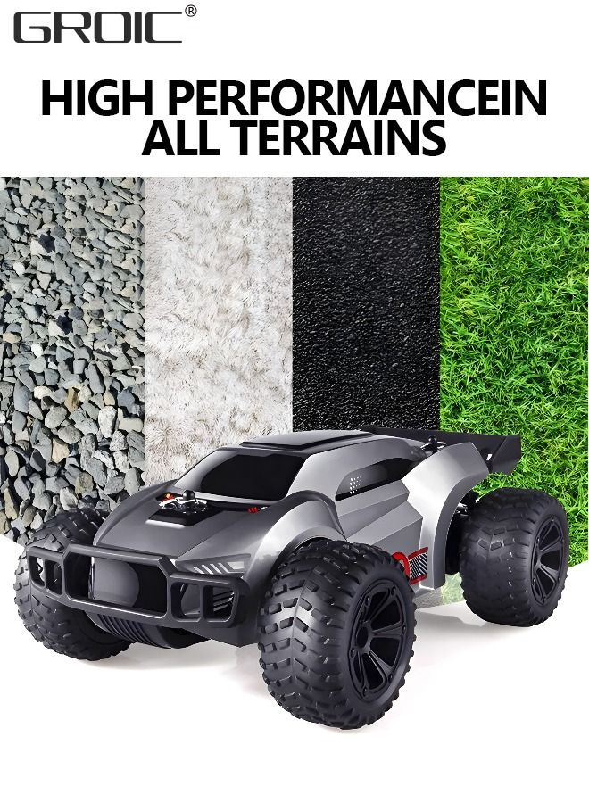 Remote Control Car - 2.4GHz High Speed Rc Car, Off-Road Hobby Rc Racing Car with Colorful Led Lights and Rechargeable Battery,Electric Toy Car Gift for Boys Girls Kids