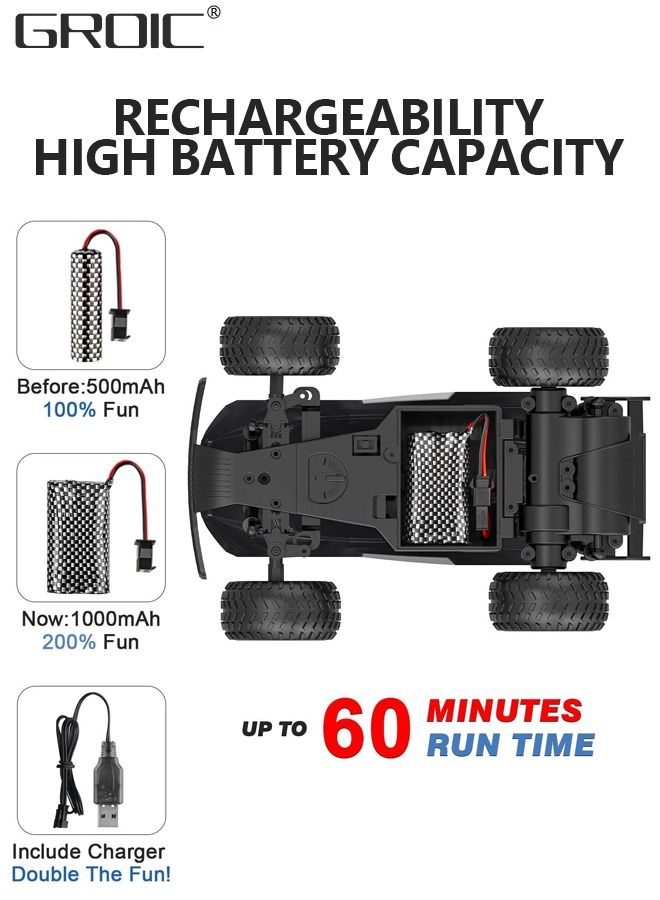 Remote Control Car - 2.4GHz High Speed Rc Car, Off-Road Hobby Rc Racing Car with Colorful Led Lights and Rechargeable Battery,Electric Toy Car Gift for Boys Girls Kids