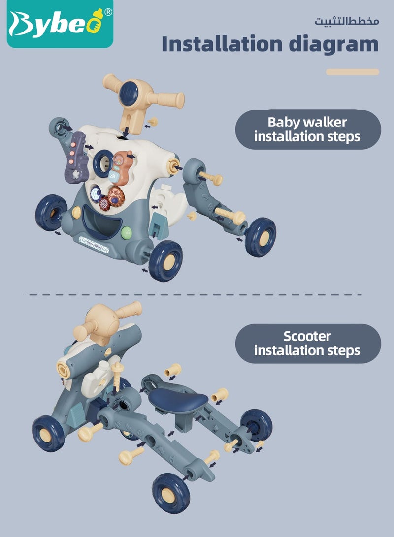 6 in 1 Babies Learning Walker, Sit to Stand Baby Walkers, Multiple Toddler Activity Center, Adjustable Push Stroller, Toy Gift for Babies Boys Girls Toddlers