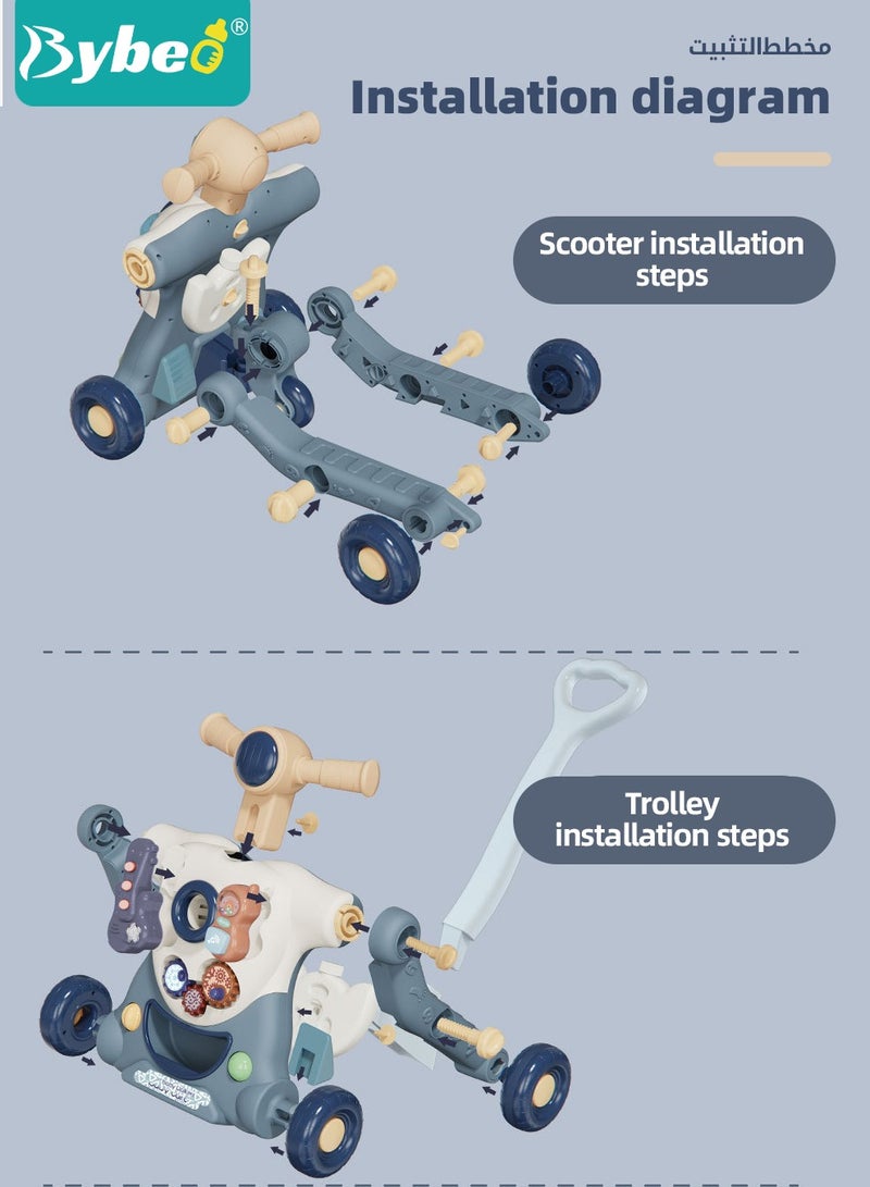 6 in 1 Babies Learning Walker, Sit to Stand Baby Walkers, Multiple Toddler Activity Center, Adjustable Push Stroller, Toy Gift for Babies Boys Girls Toddlers