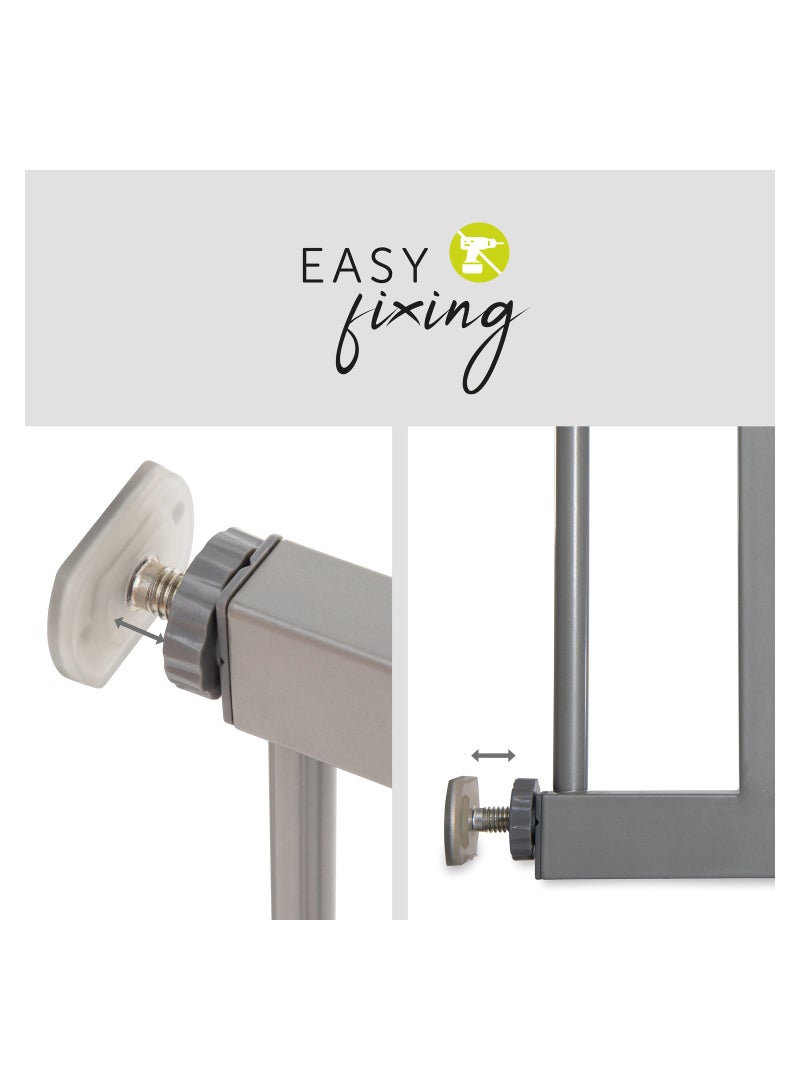 Safety Gate For Doors And Stairs Stop N Safe 2 Include 9 Cm Extension, Pressure Fit, 84 - 89 Cm Large, Metal,  Grey