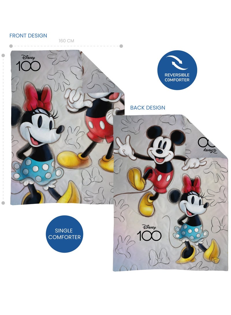 Disney Mickey and Minnie Mouse Single Reversible Quilted Duvet Comforter