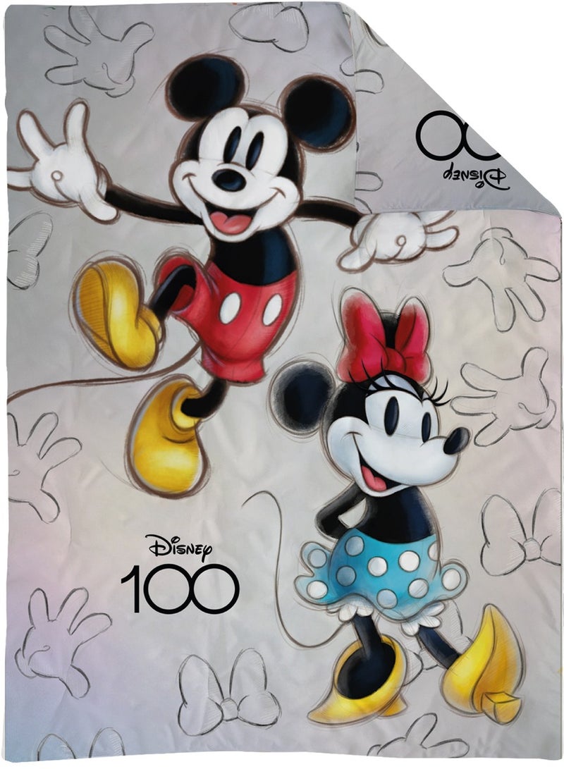 Disney Mickey and Minnie Mouse Single Reversible Quilted Duvet Comforter