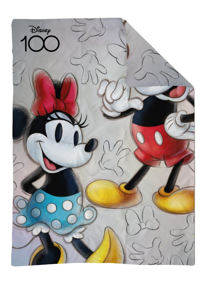 Disney Mickey and Minnie Mouse Single Reversible Quilted Duvet Comforter