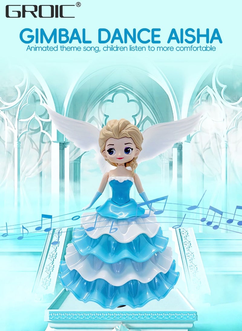 Dancing Robot with Music and LED Lights,Rotating Princess Dolls Toys, Elsa Princess Doll, Automatic Obstacle Avoidance Walking Toys, Electric Toy for Kids