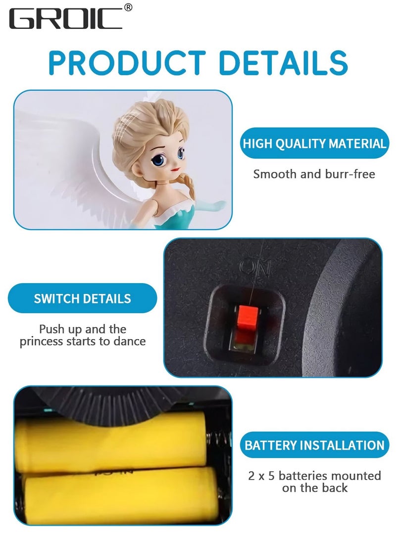 Dancing Robot with Music and LED Lights,Rotating Princess Dolls Toys, Elsa Princess Doll, Automatic Obstacle Avoidance Walking Toys, Electric Toy for Kids
