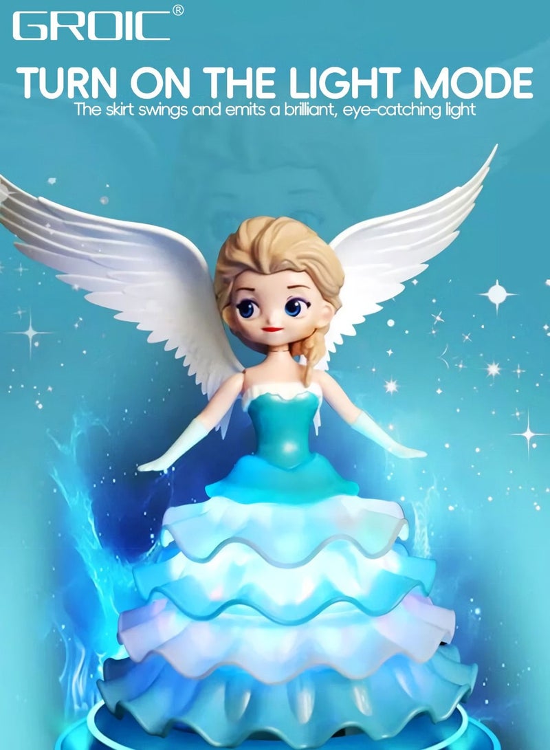 Dancing Robot with Music and LED Lights,Rotating Princess Dolls Toys, Elsa Princess Doll, Automatic Obstacle Avoidance Walking Toys, Electric Toy for Kids