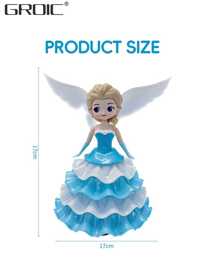 Dancing Robot with Music and LED Lights,Rotating Princess Dolls Toys, Elsa Princess Doll, Automatic Obstacle Avoidance Walking Toys, Electric Toy for Kids