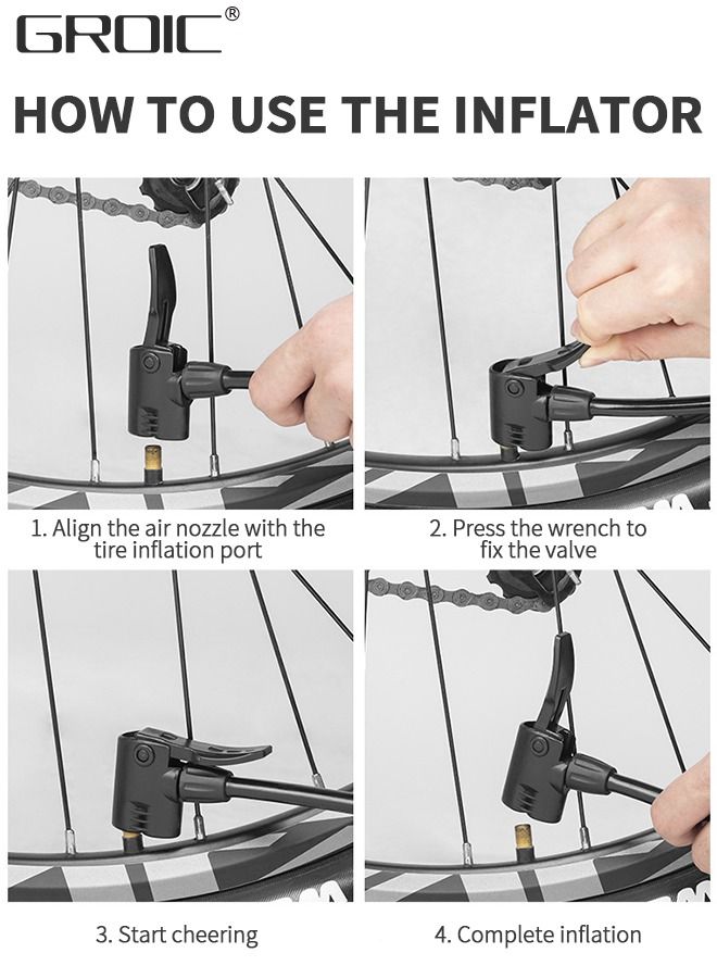 Bike Floor Pump,Portable Bicycle Foot Pump,Mini Air Pump with Presta and Schrader Valve,Hand Foot Activated Tire Inflator for Mountain&Road Bike Balls，Bicycle Tools