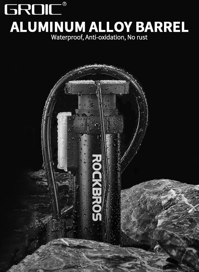 Bike Floor Pump,Portable Bicycle Foot Pump,Mini Air Pump with Presta and Schrader Valve,Hand Foot Activated Tire Inflator for Mountain&Road Bike Balls，Bicycle Tools