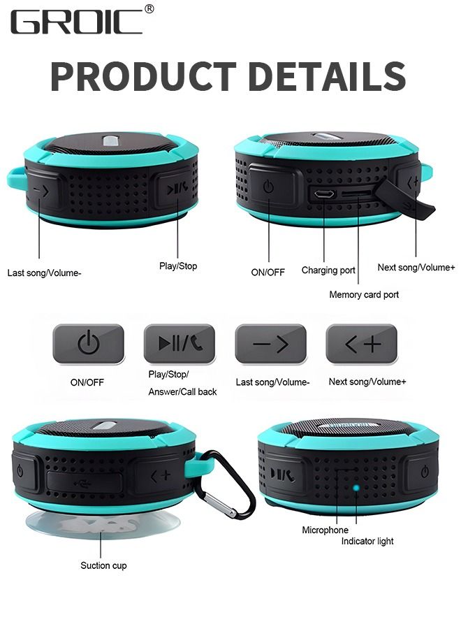 Portable Bluetooth Speaker,Waterproof Wireless Portable Outdoor Speaker,TWS Dual Pairing Wearable Speaker 5.0,,Bluetooth Speaker for Bicycle Scooter Riding Sports