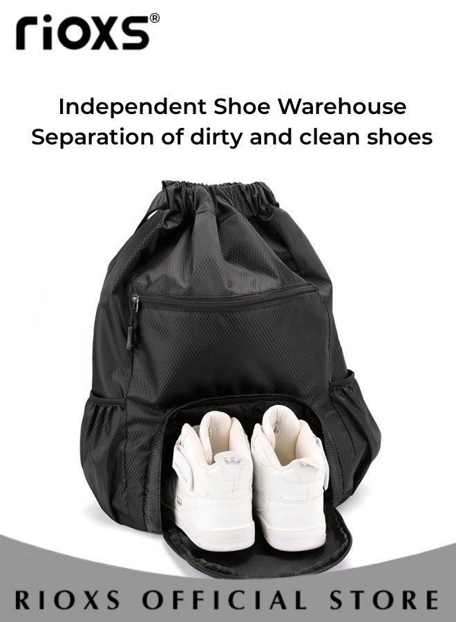 Drawstring Bag Gym Sack String Bag for Men and Women Oxford Fabric Casual Sports Bag Lightweight Large Capacity Fitness Backpack