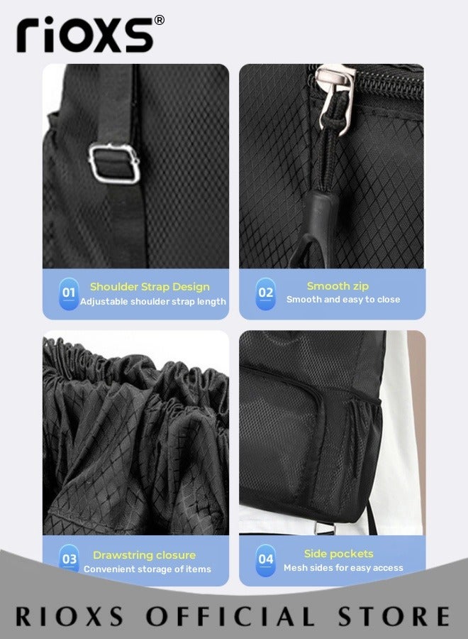 Drawstring Bag Gym Sack String Bag for Men and Women Oxford Fabric Casual Sports Bag Lightweight Large Capacity Fitness Backpack