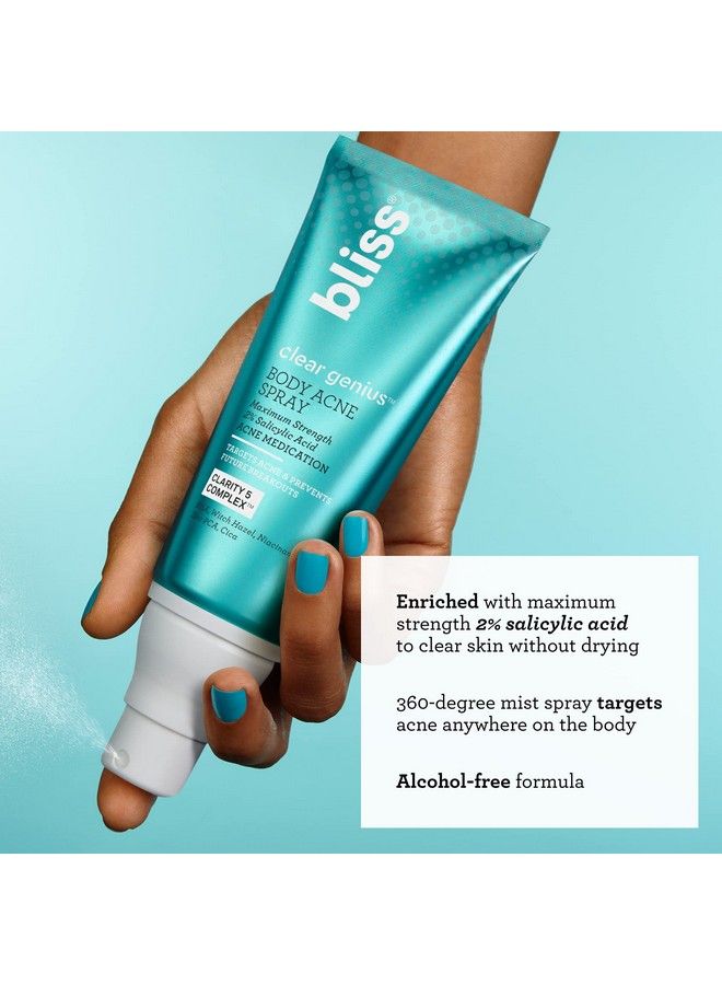 Clear Genius Body Acne Spray 3.5 Fl Oz Maximum Strength 2% Salicylic Acid & Niacinamide Targets Body Acne & Prevents Future Breakouts Post Workout Clean Vegan & Crueltyfree