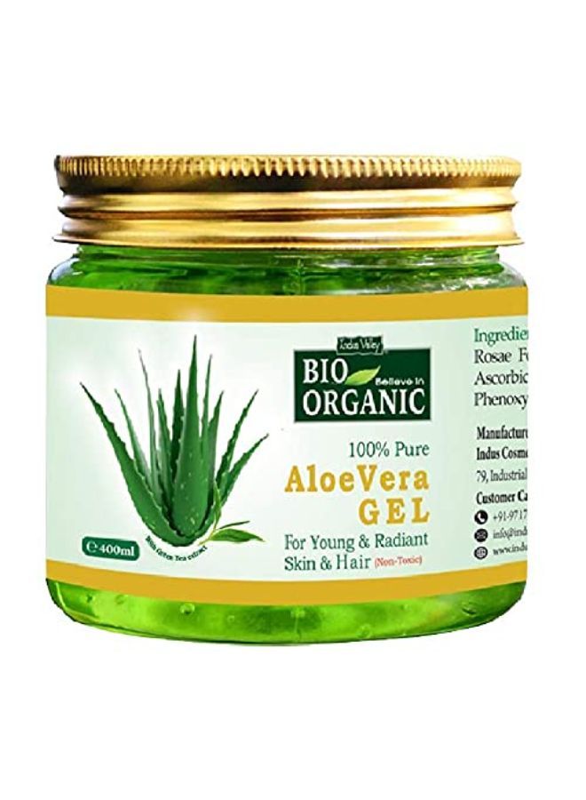 Bio Organic Non-Toxic Aloe Vera Gel For Acne, Scars, Glowing & Radiant Skin Treatment (Jumbo Pack 400Ml)