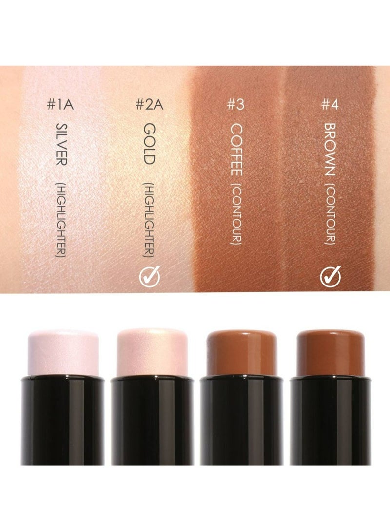 Set of Face Highlighter & Contour Stick + Skin Evolution Liquid Foundation -#4 Natural