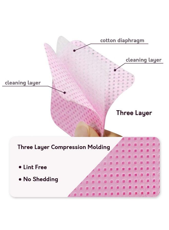 1080Pcs Pink Lint Free Nail Wipes Eyelash Extension Glue Wipes Soft Nail Polish Remover Pads Nonwoven Nail Polish Remover Wipes Lint Free Wipes For Eyelash Extensions Nails Lash Glue
